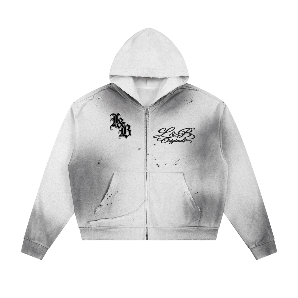 L&b zip-up Hoodie Gray & Blue