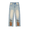 Sun Fade Raw Hem Denim Jeans