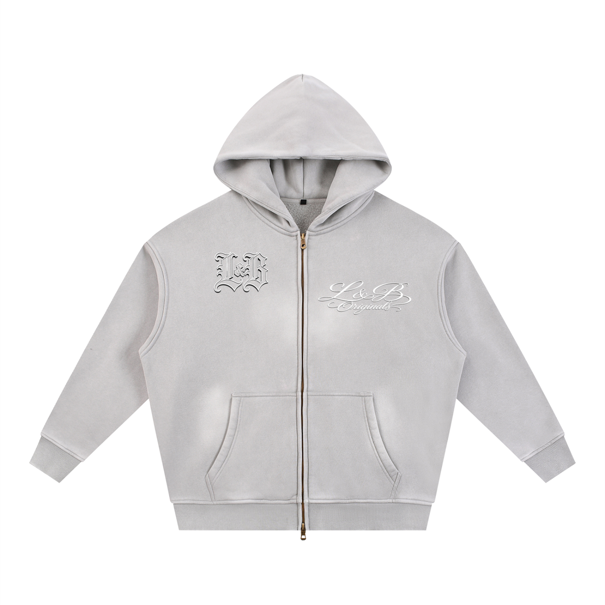Sunfade Two-way Zipper Boxy Fleece Hoodie