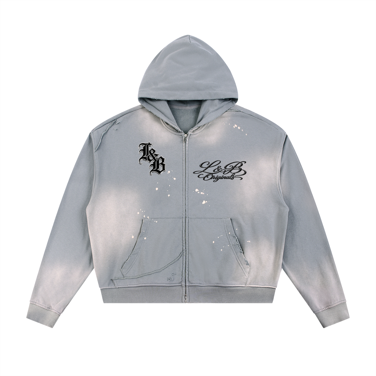 L&b zip-up Hoodie Gray & Blue