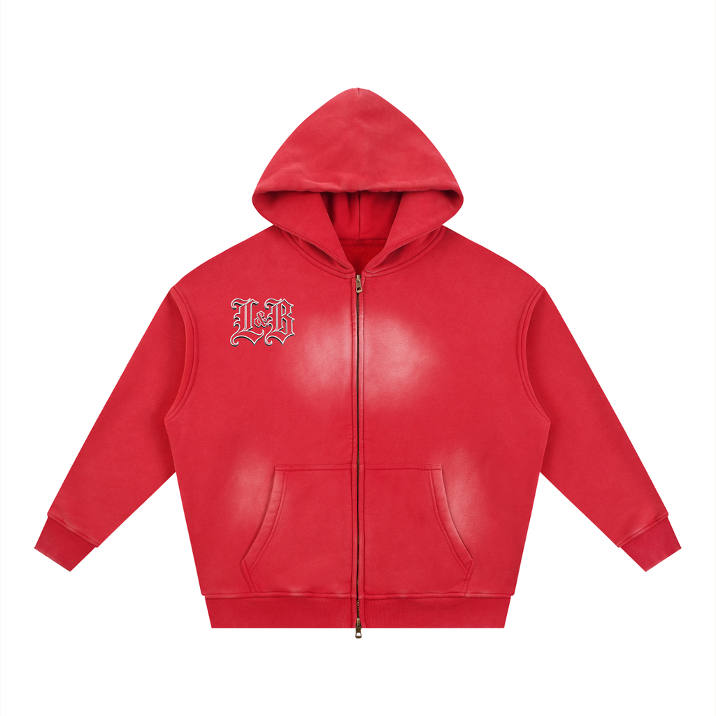 Sunfade Two-way Zipper Boxy Fleece Hoodie
