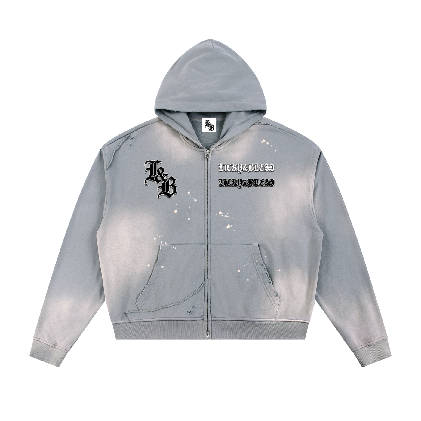 L&b zip-up Hoodie Gray & Blue